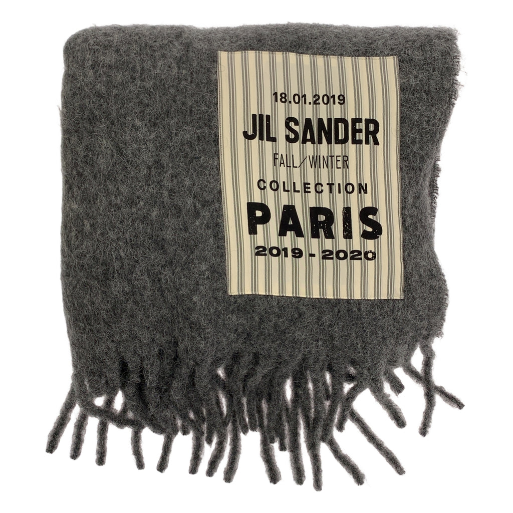 JIL SANDER / 질 썬더 | 울 대형 로고 패치 프린지 스톨 머플러 / 유니섹스 |