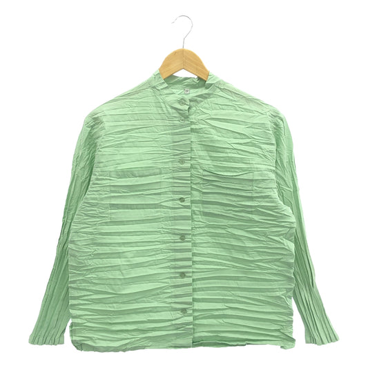 PLEATS PLEASE ISSEY MIYAKE | Wrinkled band collar shirt | S | Mint green | Women's