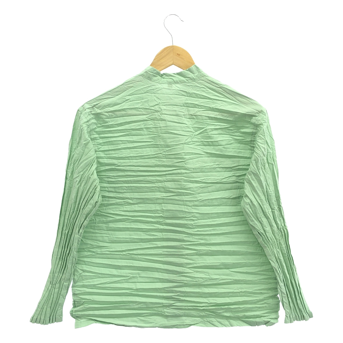 PLEATS PLEASE ISSEY MIYAKE | Wrinkled band collar shirt | S | Mint green | Women's