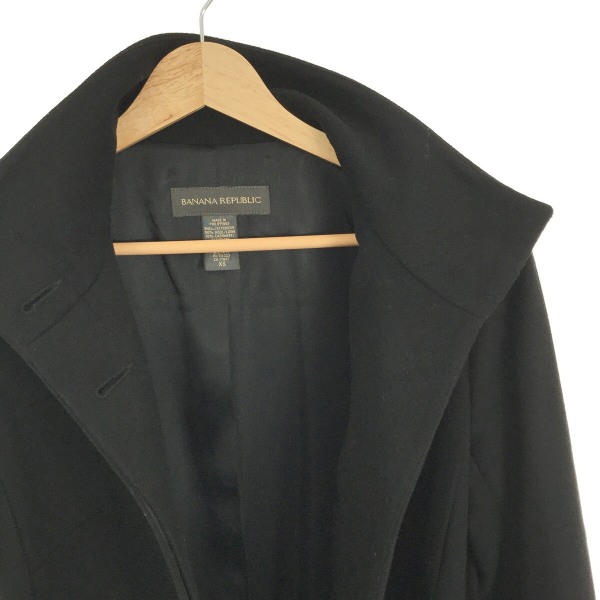 BANANA REPUBLIC | Cashmere-blend wool long coat | XS | Black | Women's