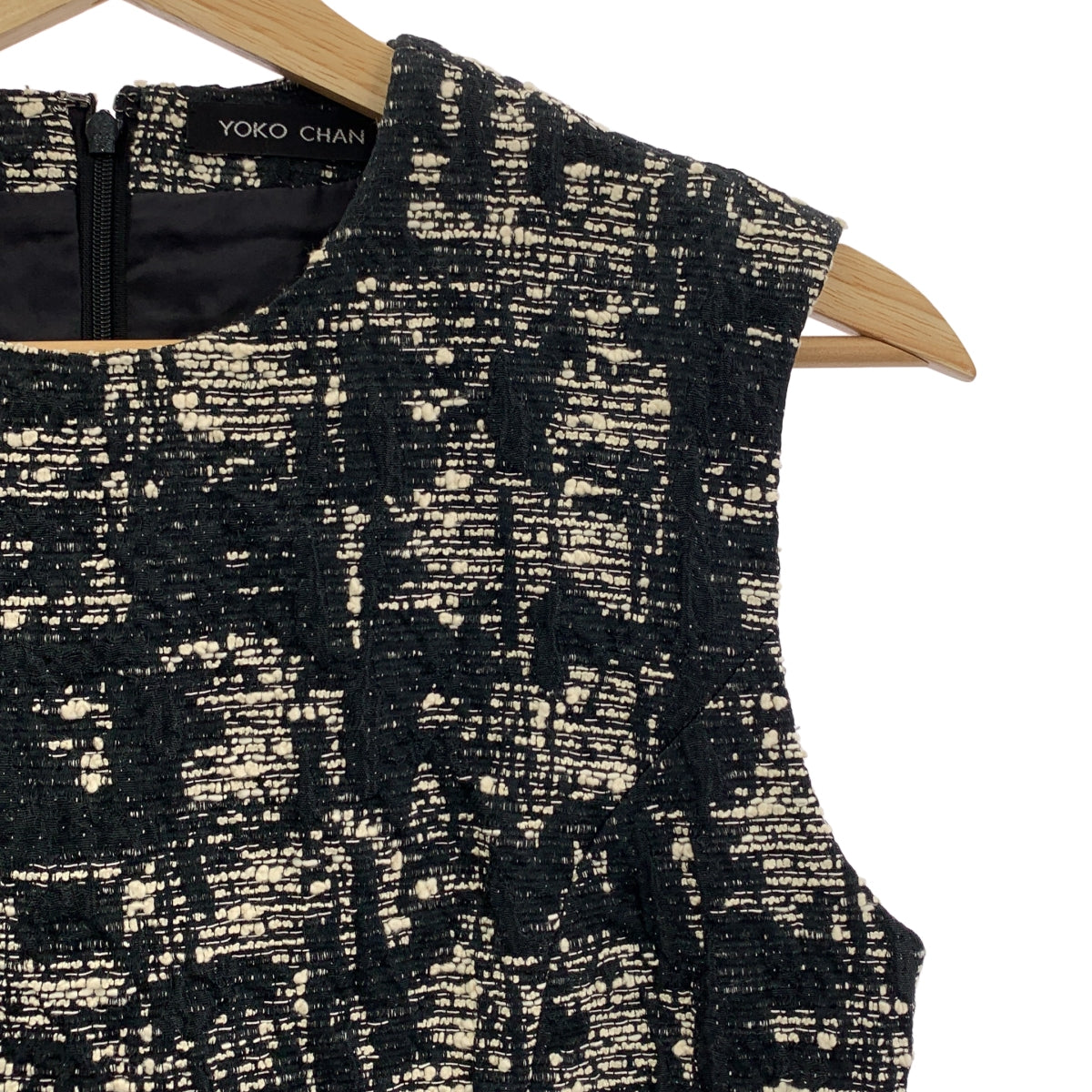 YOKO CHAN / ヨーコチャン | コットン混 ツイード ノースリーブワンピース | 40 | レディース