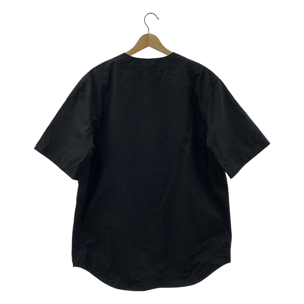 JIL SANDER / ジルサンダー | コットン ノーカラー ジップアップ 半袖シャツ | 46 | メンズ