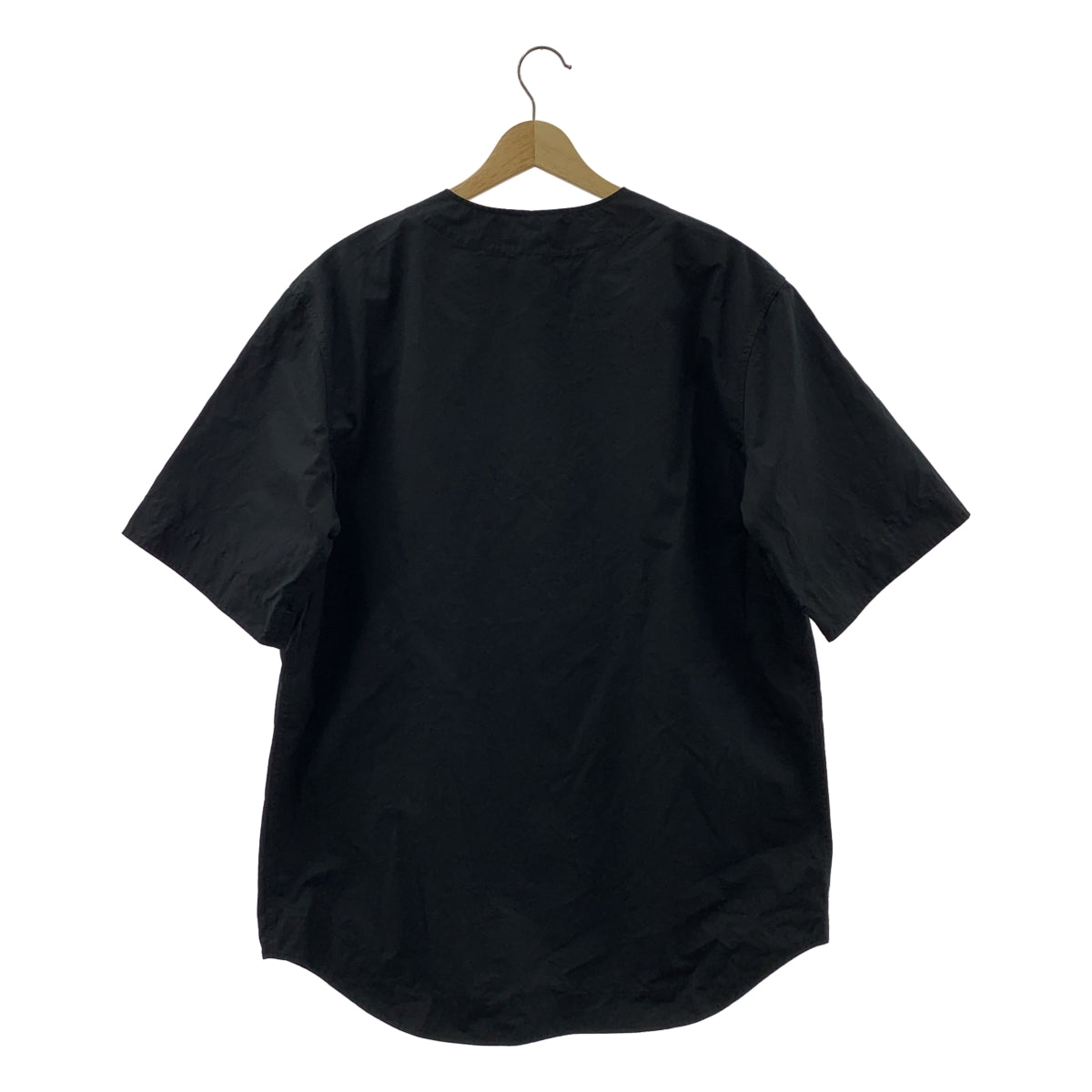 JIL SANDER / ジルサンダー | コットン ノーカラー ジップアップ 半袖シャツ | 46 | メンズ