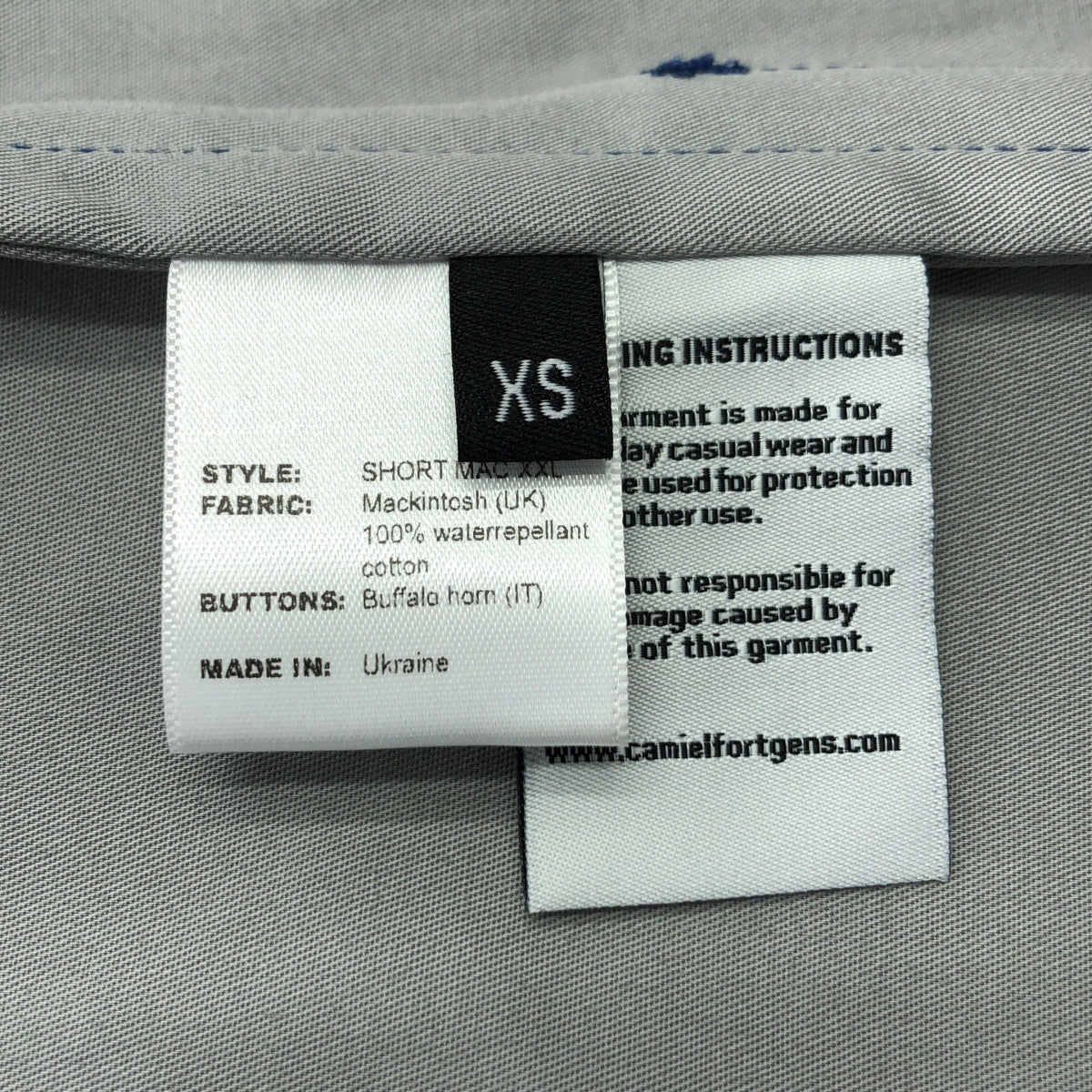 【美品】  CAMIEL FORTGENS / カミエルフォートへンス | SHORT MAC XXL ウォータープルーフ オーバーサイズ マッキントッシュ ジャケット | XS | ブルー | メンズ