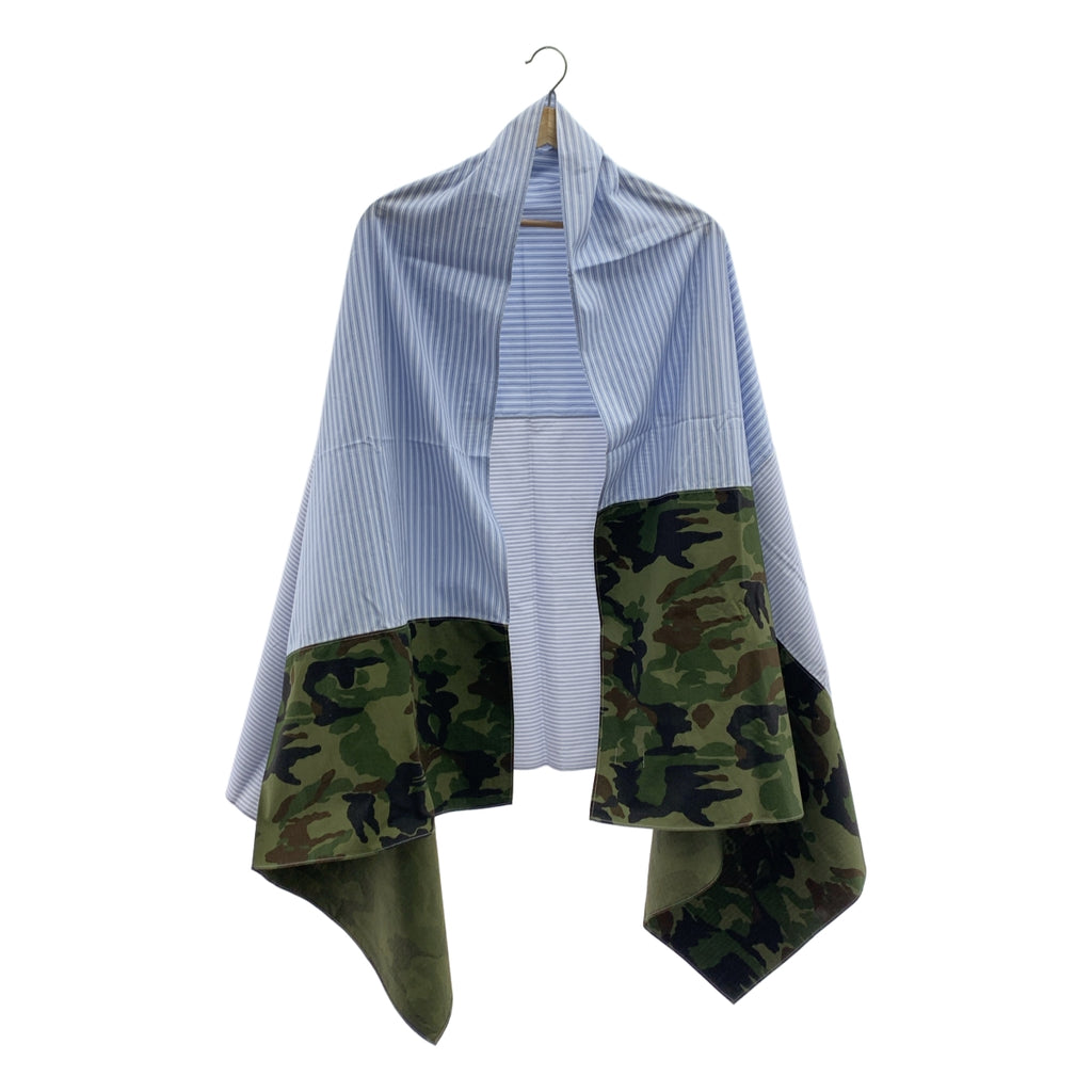 COMME des GARÇONS 襯衫 | |棉質條紋 x 迷彩防撕裂大披肩 |