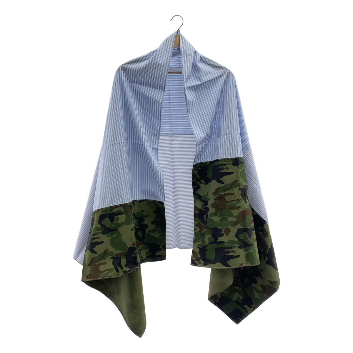 COMME des GARÇONS 襯衫 | |棉質條紋 x 迷彩防撕裂大披肩 |