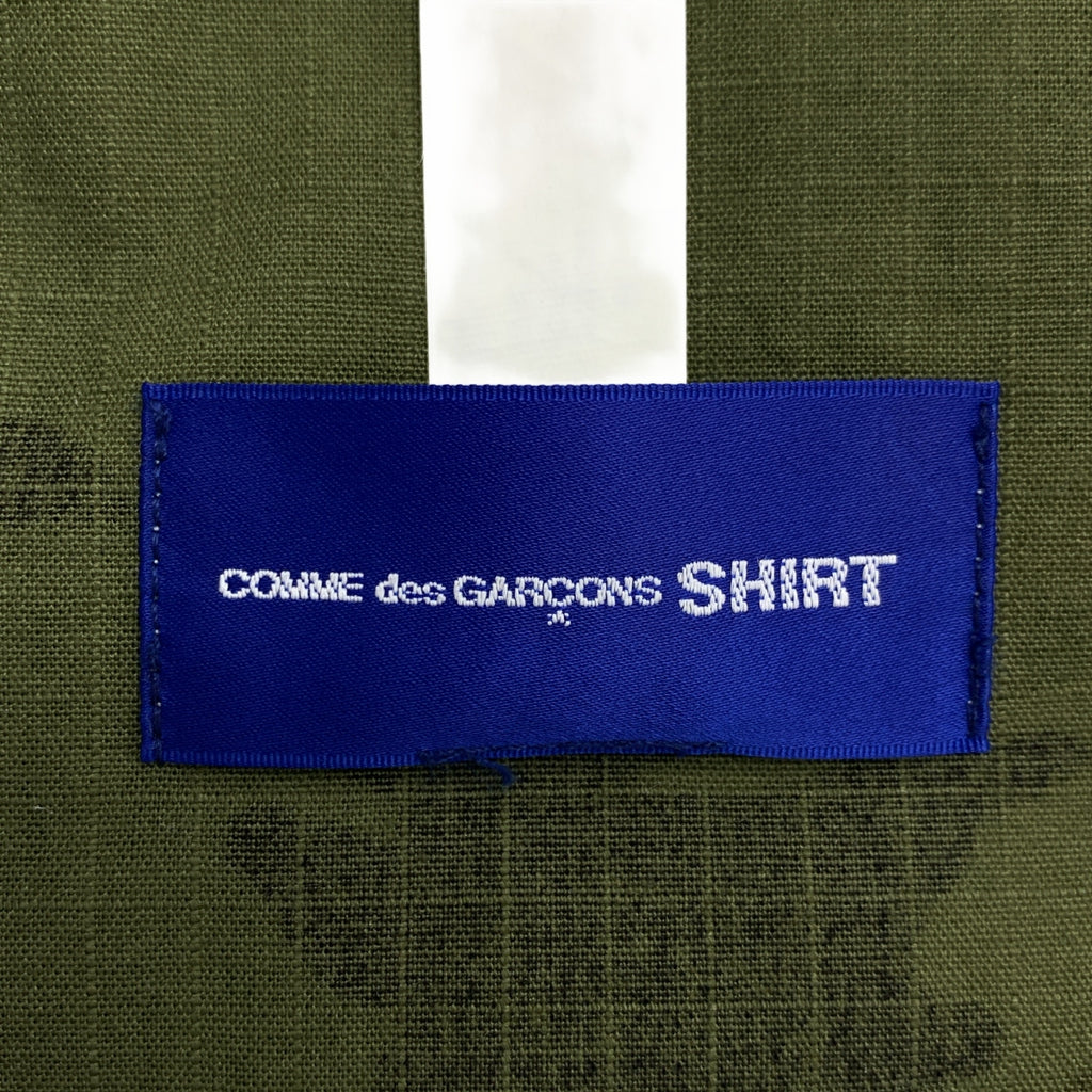 COMME des GARÇONS 襯衫 | |棉質條紋 x 迷彩防撕裂大披肩 |