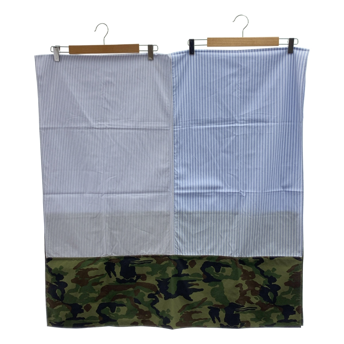 COMME des GARÇONS 襯衫 | |棉質條紋 x 迷彩防撕裂大披肩 |