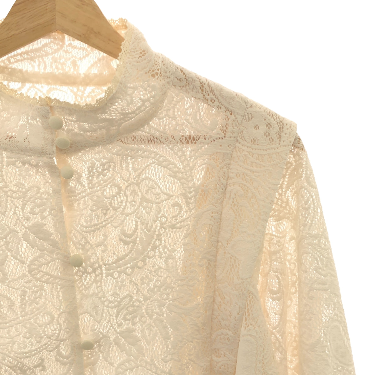 [Good Condition] foufou | 2023AW | front tuck lace blouse | F | Ivory | Women's