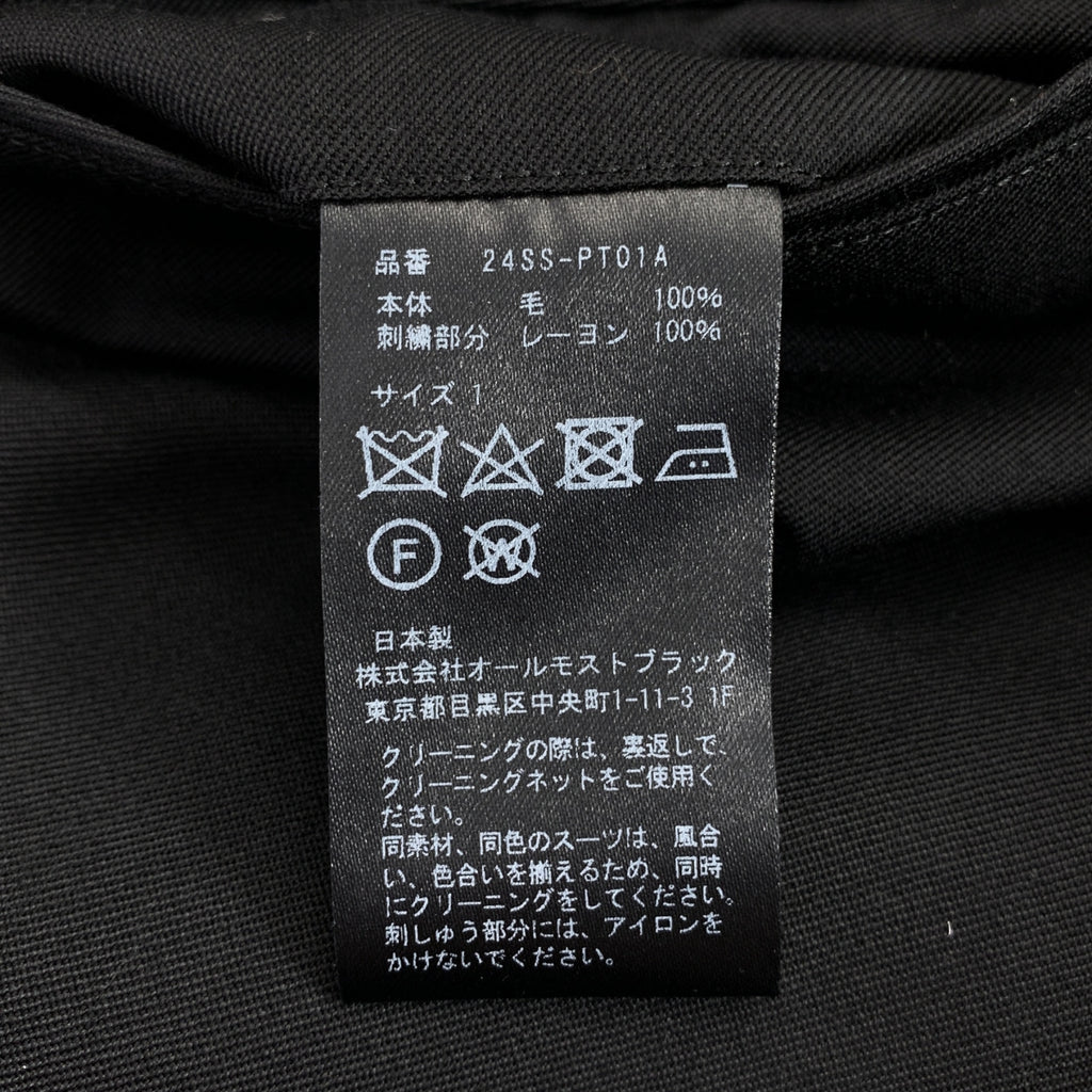 ALMOSTBLACK | 2024春夏 | WVN刺繡羊毛長褲 | 1碼 | 男款