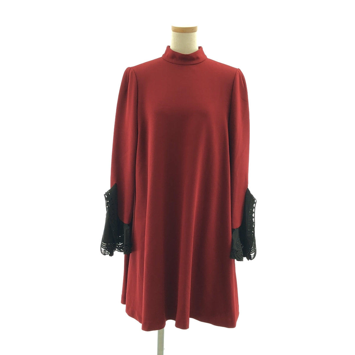 Mame Kurogouchi / 마메쿠로고우치 | lace cuffs A-line dress 벨 슬리브 레이스 하이넥 원피스 | 2 |