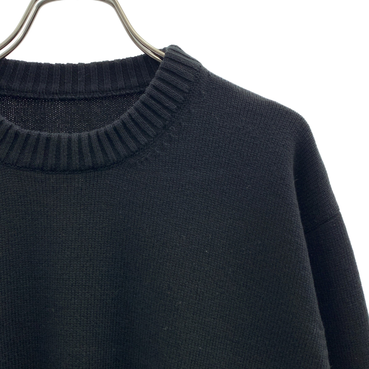 MM6 Maison Margiela | 2021 秋冬系列 | 棉羊毛雙色不對稱針織衫 | S 碼 | 黑色/粉紅色 | 女款