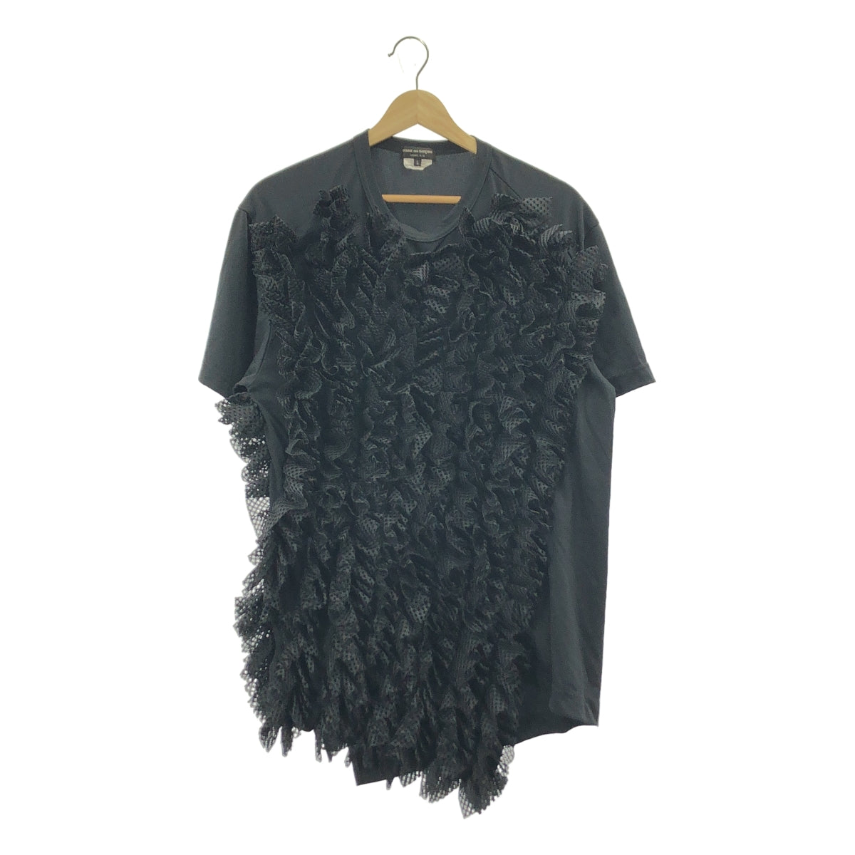 COMME des GARÇONS HOMME PLUS | 2022 秋冬 |正面網狀褶邊聚酯纖維上衣 | L 號 |男士