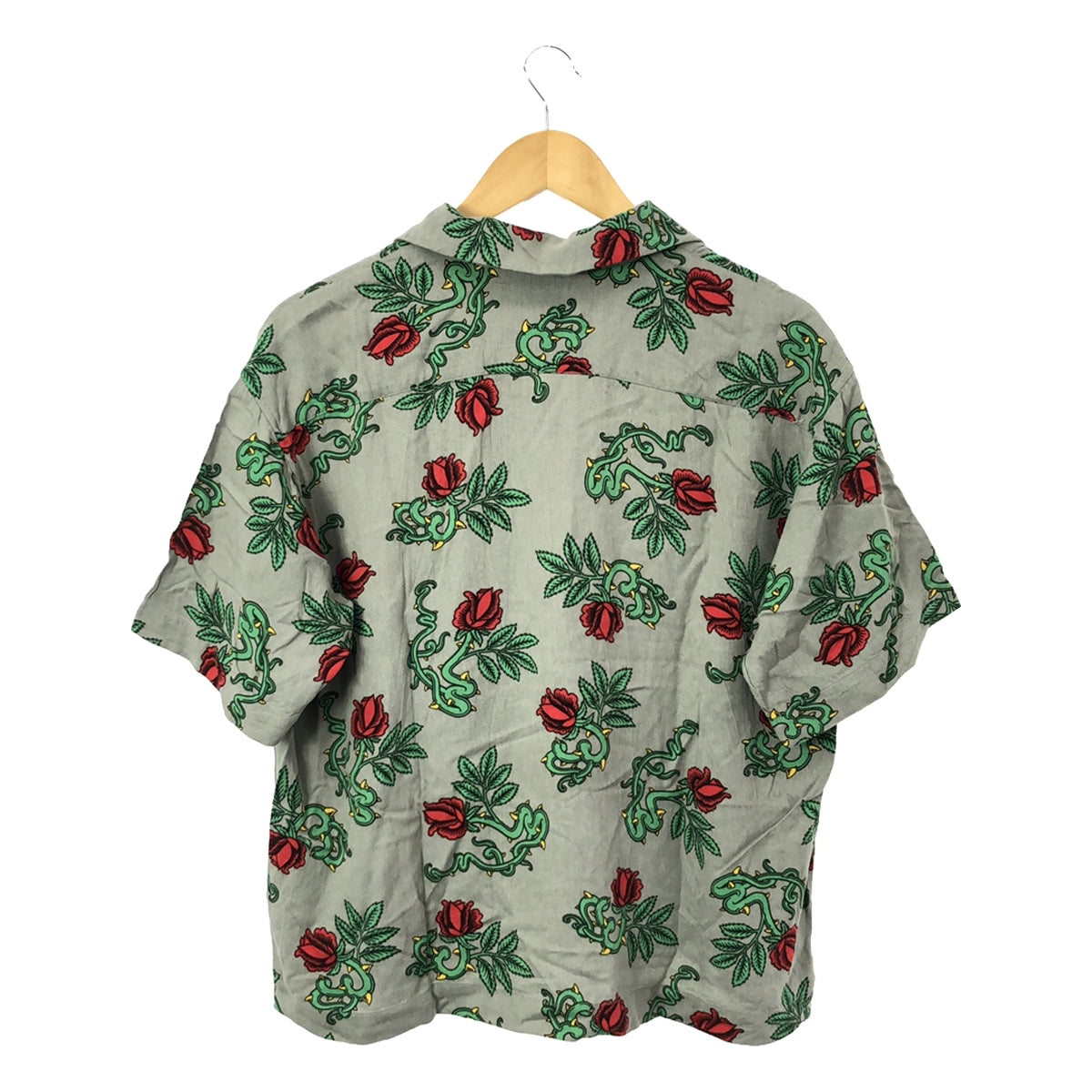 UNUSED / 언유즈드 | 2018SS | Rose Pattern S / S Shirt 로즈 패턴 오픈 컬러 반소매 셔츠 | 1 | 회색 | 남성