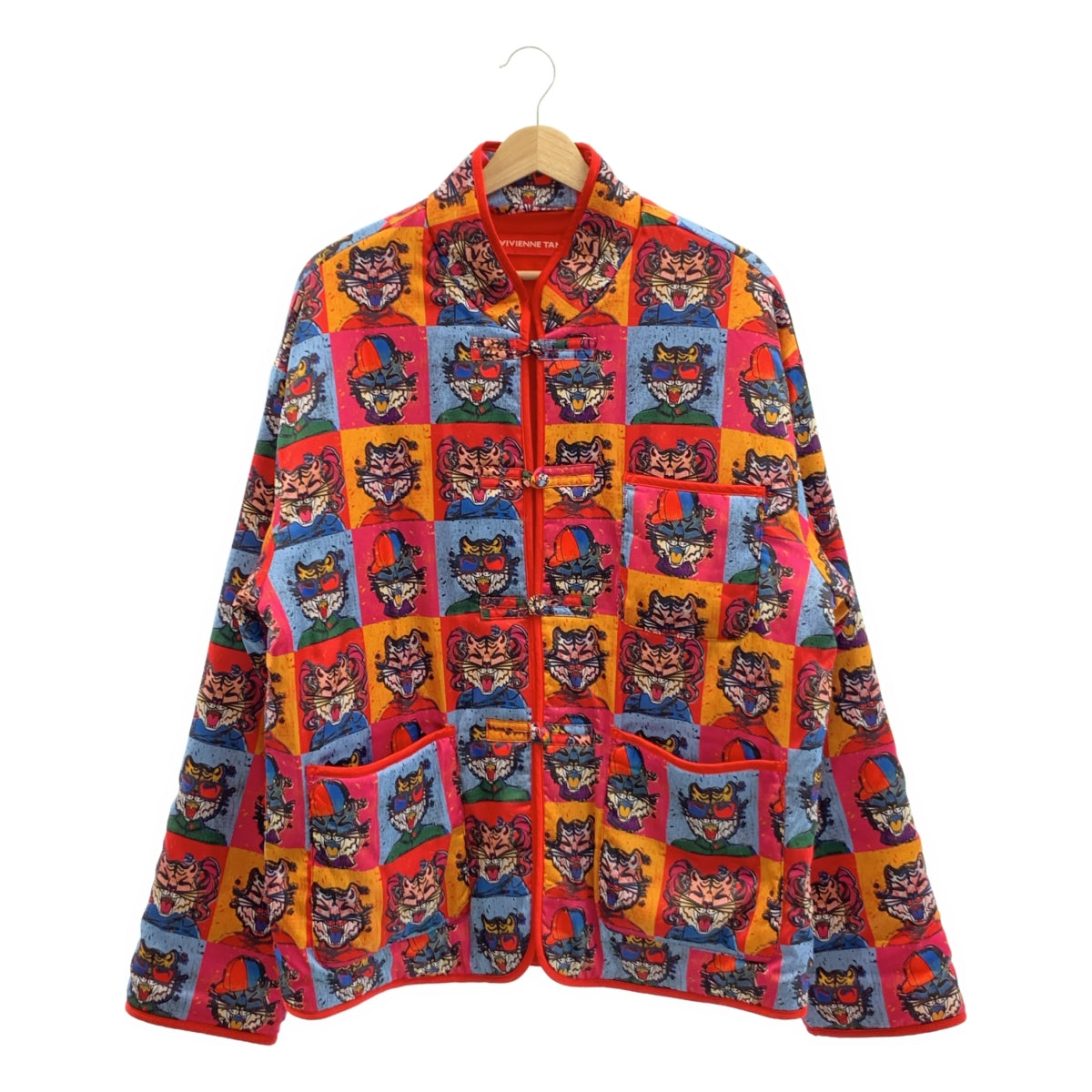 【美品】  VIVIENNE TAM / ヴィヴィアンタム | 総柄 中綿 オーバーシルエット チャイナ ジャケット | 38 | マルチカラー | レディース