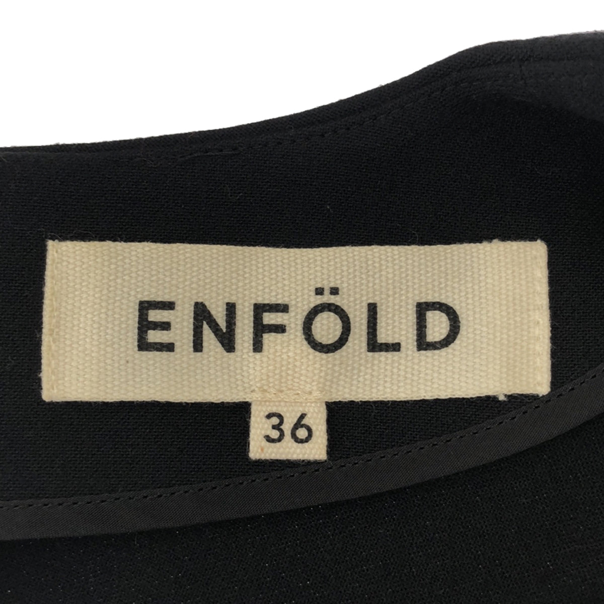 ENFOLD / 엠 폴드 | 코쿤 실루엣 드롭 숄더 크루넥 원피스 | 36 | 블랙 | 여성