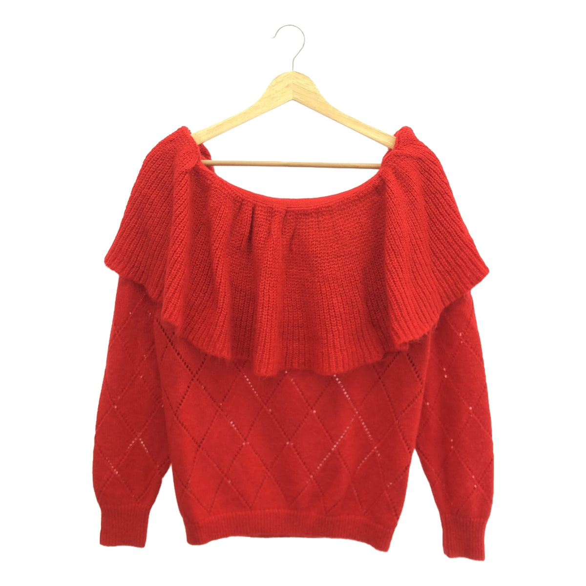 cygne | Mohair ruffle collar knit pullover | F | Red | Women's