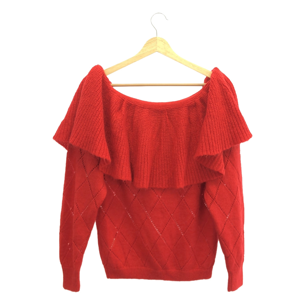 cygne | Mohair ruffle collar knit pullover | F | Red | Women's