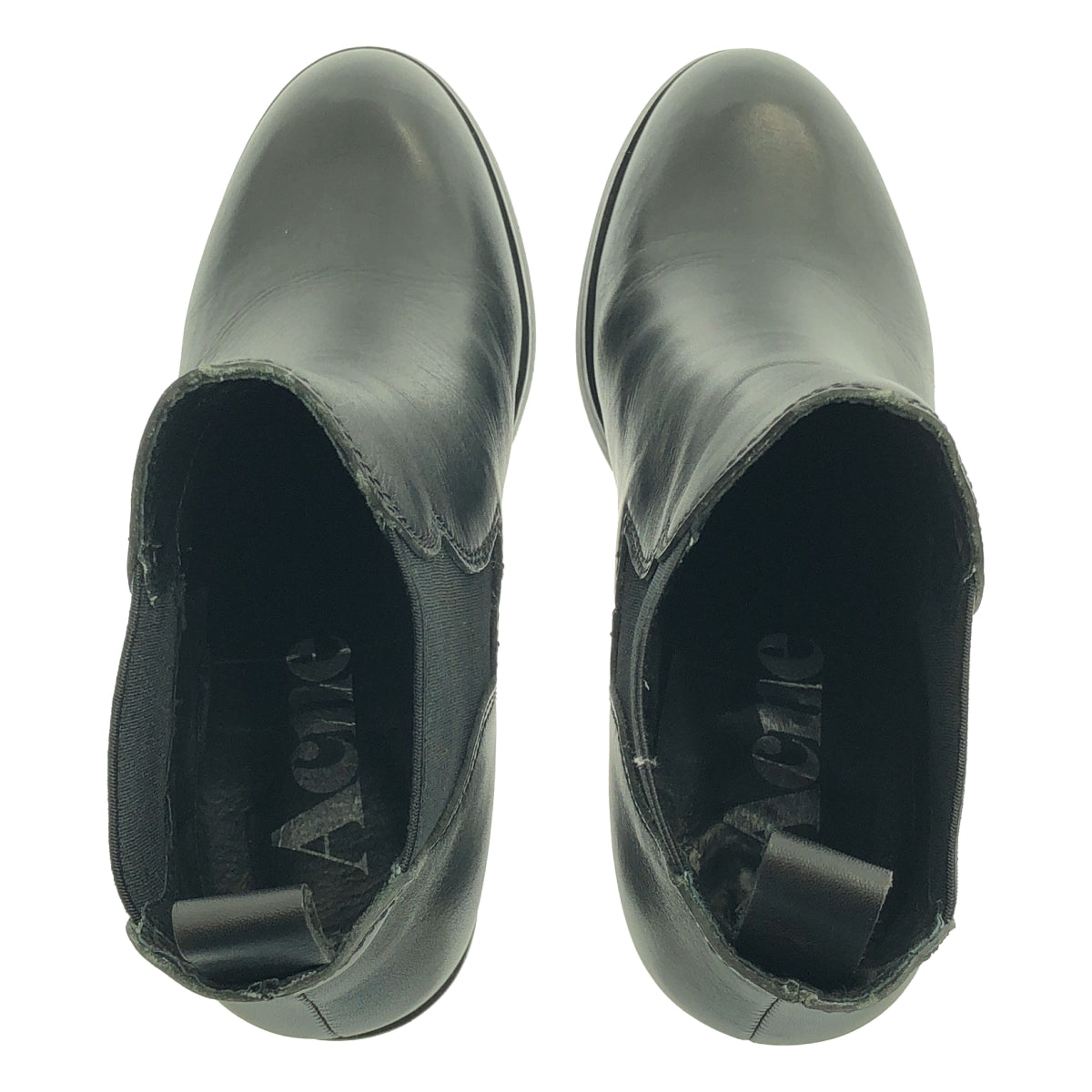 Acne / 여드름 | 가죽 사이드 고어 힐 짧은 부츠 | US6 | 여성