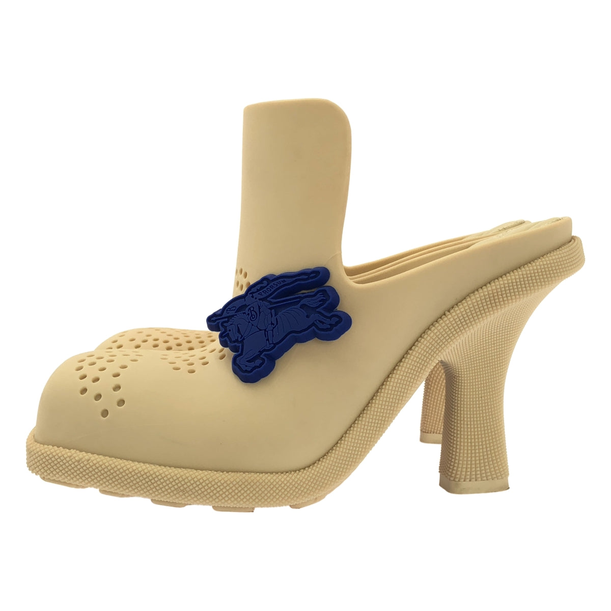 Burberry / バーバリー | Equestrian Knight Square-Toe Slip-On Mules / ロゴ スクエアトゥ パンチング ヒール パンプス | 37 |