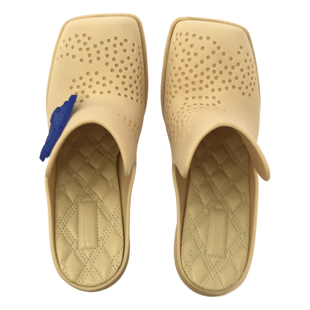 Burberry / バーバリー | Equestrian Knight Square-Toe Slip-On Mules / ロゴ スクエアトゥ パンチング ヒール パンプス | 37 |