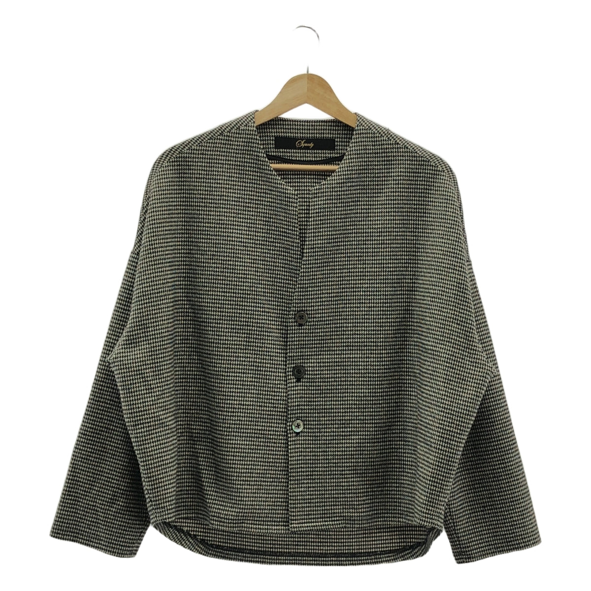 Squady | 千鳥格無領外套 | 2 | 灰色 | 女款