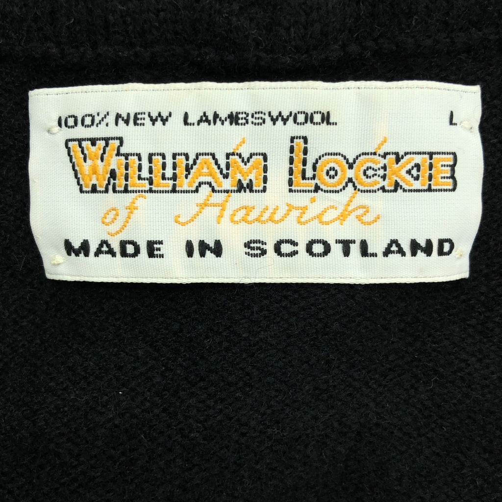 WILLIAM LOCKIE | 羊毛皮革拉鍊針織連帽衫 | L碼 | 黑色 | 男款