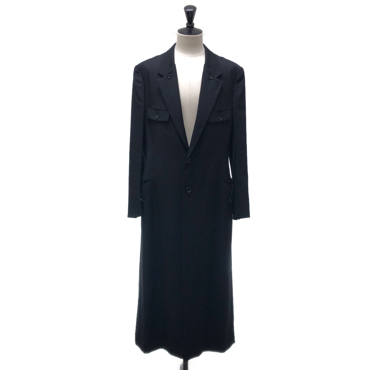 YOHJI YAMAMOTO POUR HOMME / ヨウジヤマモトプールオム | 2023AW | WOOL GABARDINE COLLAR BUTTON JACKET / ウールギャバジン オーバー ロングジャケット / 総裏地 | 2 | メンズ