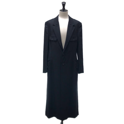 YOHJI YAMAMOTO POUR HOMME / ヨウジヤマモトプールオム | 2023AW | WOOL GABARDINE COLLAR BUTTON JACKET / ウールギャバジン オーバー ロングジャケット / 総裏地 | 2 | メンズ
