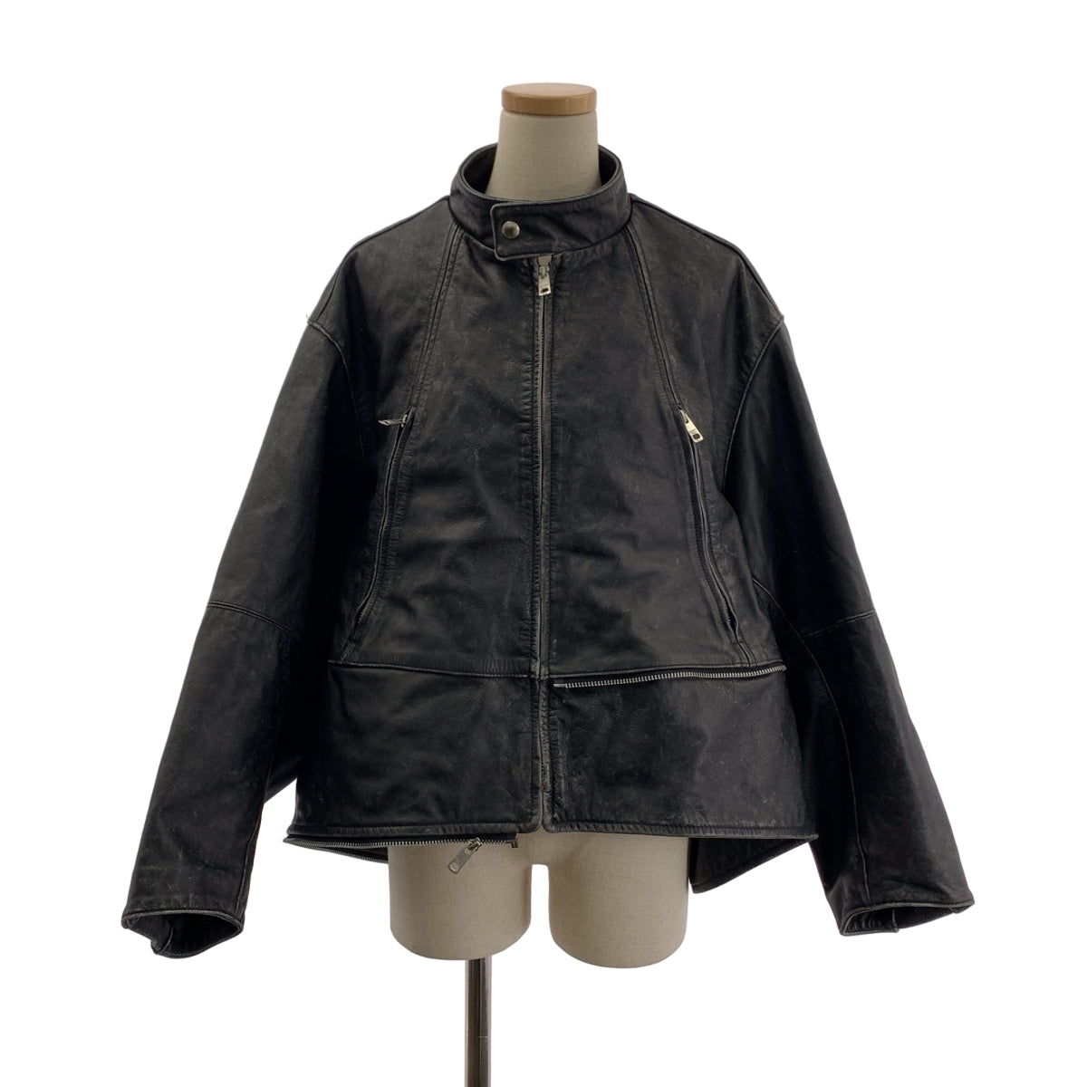 beautiful people / ビューティフルピープル | double-end stone wash leather jacket レザー ダブル ジャケット | 36 | ブラック | レディース