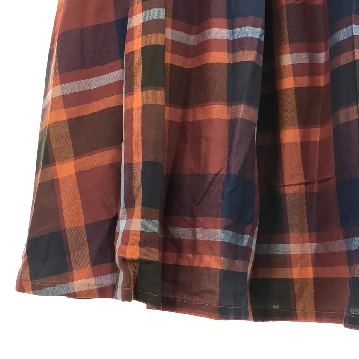 【美品】  TSURU by Mariko Oikawa / ツルバイマリコオイカワ | チェック タック ラップ フレア ロングスカート | F | オレンジ | レディース