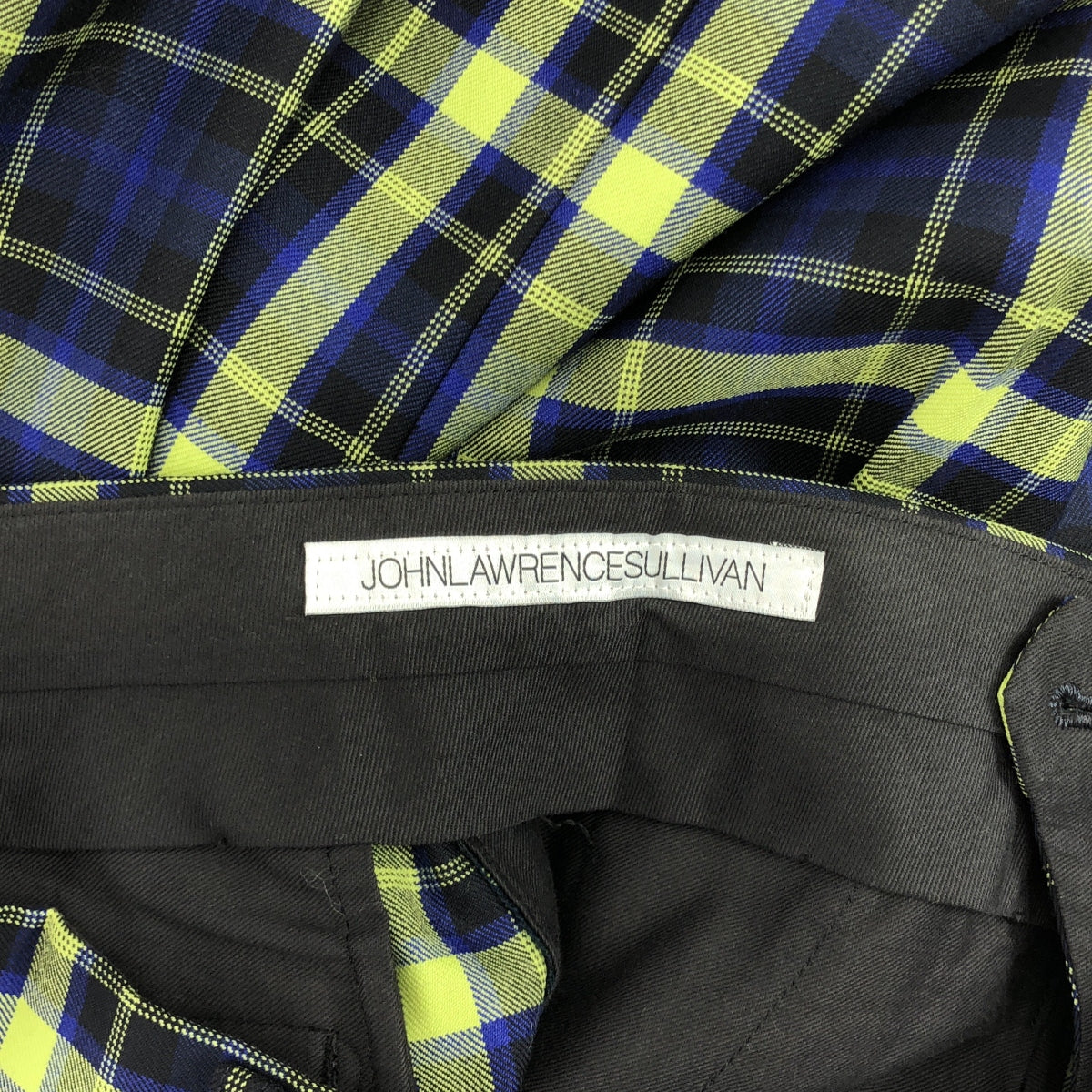 JOHN LAWRENCE SULLIVAN / ジョンローレンスサリバン | チェック ウール ワイドパンツ | 36 | ネイビー/ライトグリーン/ブラック | レディース