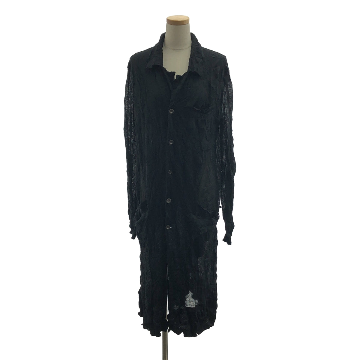 [狀況良好] Y's Red Label | 2009SS | 墊圈金屬紐扣單排扣大衣 | 3 碼 | 黑色 | 女款