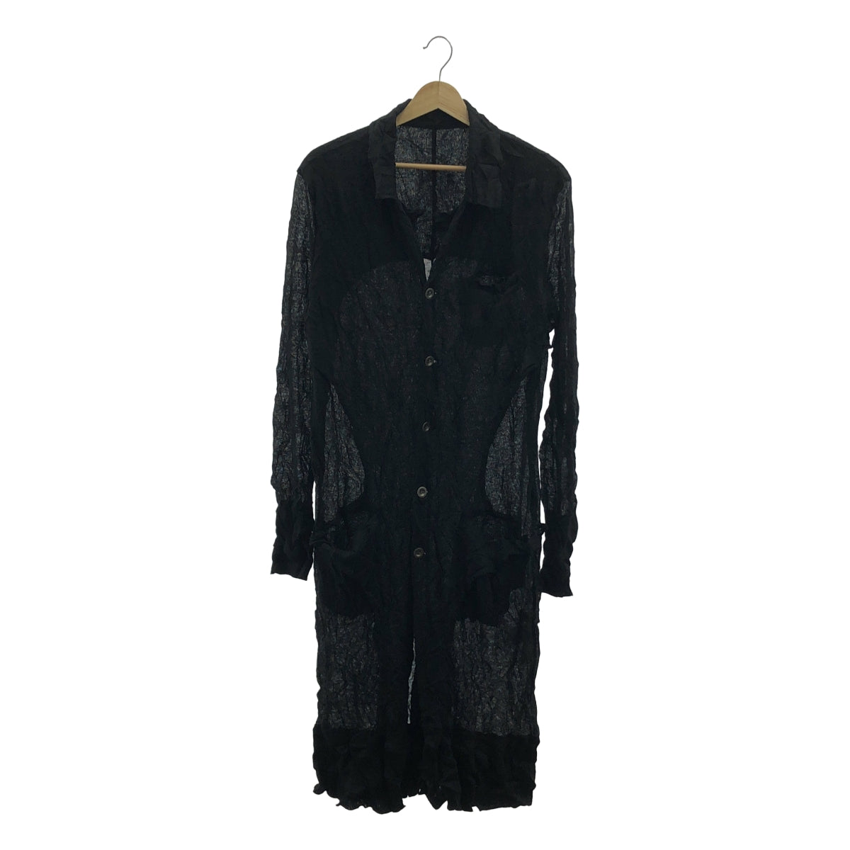 [狀況良好] Y's Red Label | 2009SS | 墊圈金屬紐扣單排扣大衣 | 3 碼 | 黑色 | 女款