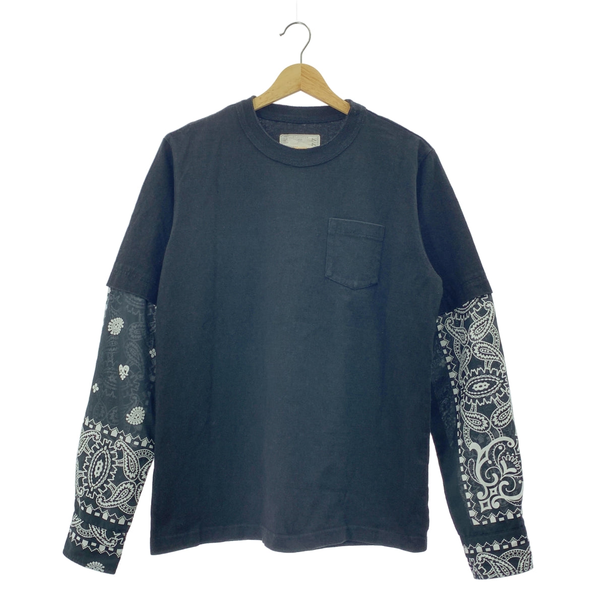 sacai / 사카이 | ARCHIVE PRINT MIX LONG SLEEVE T-SHIRT 페이즐리 전환 티셔츠 | 1 | 남성