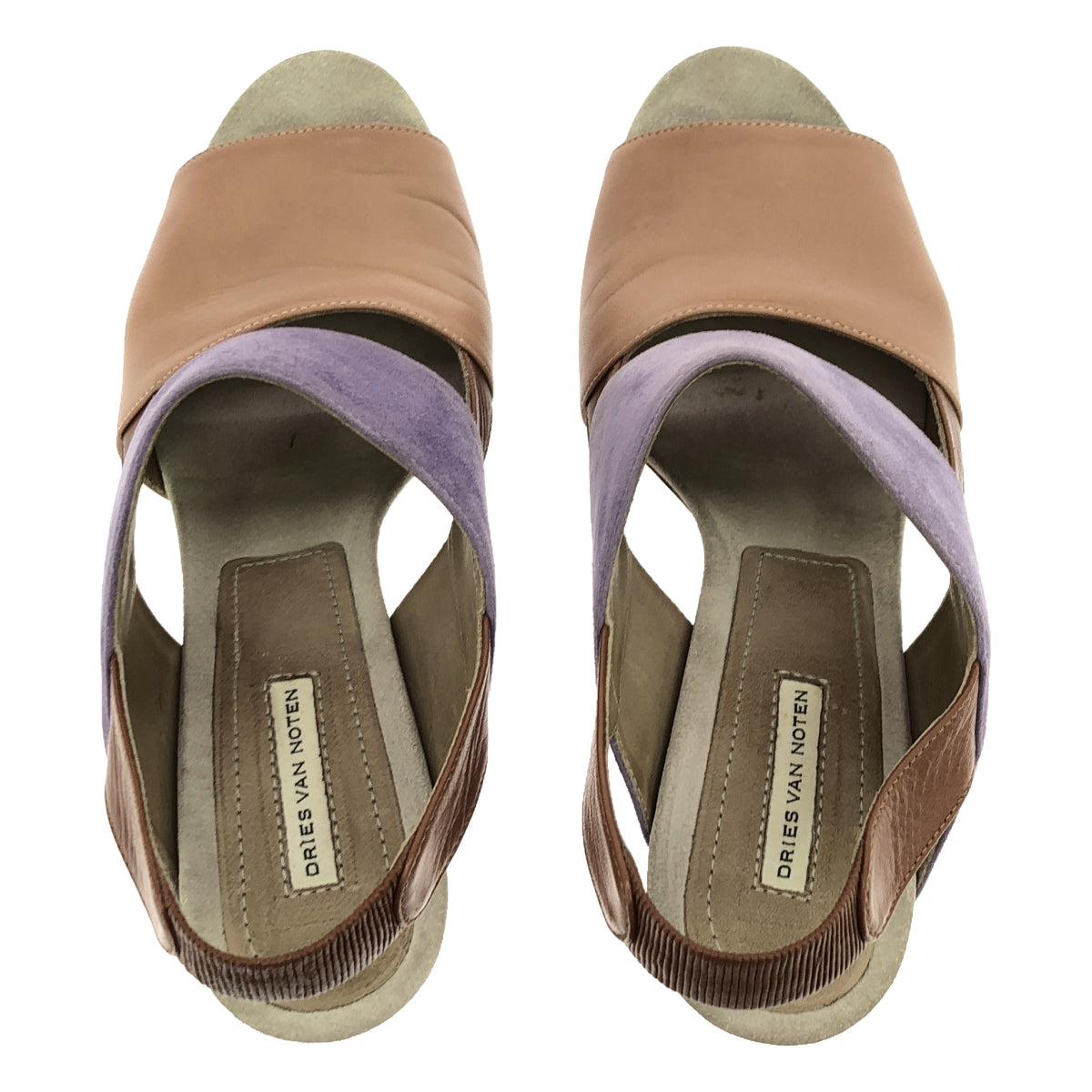 DRIES VAN NOTEN | Round Toe Strap Sandals | 36 1/2 | Pink/Purple/Brown | Women's