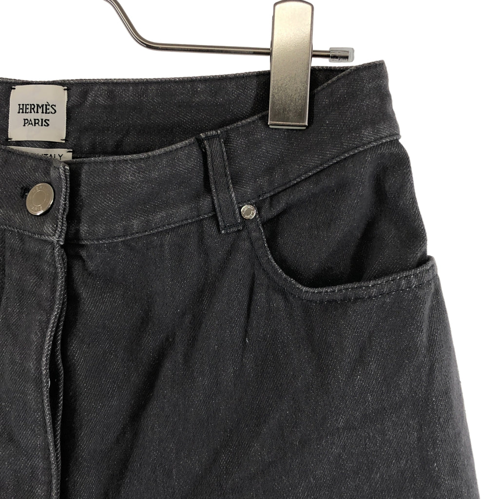 HERMES / エルメス | ロゴレザーパッチ セリエボタン デニムパンツ | 38 | レディース