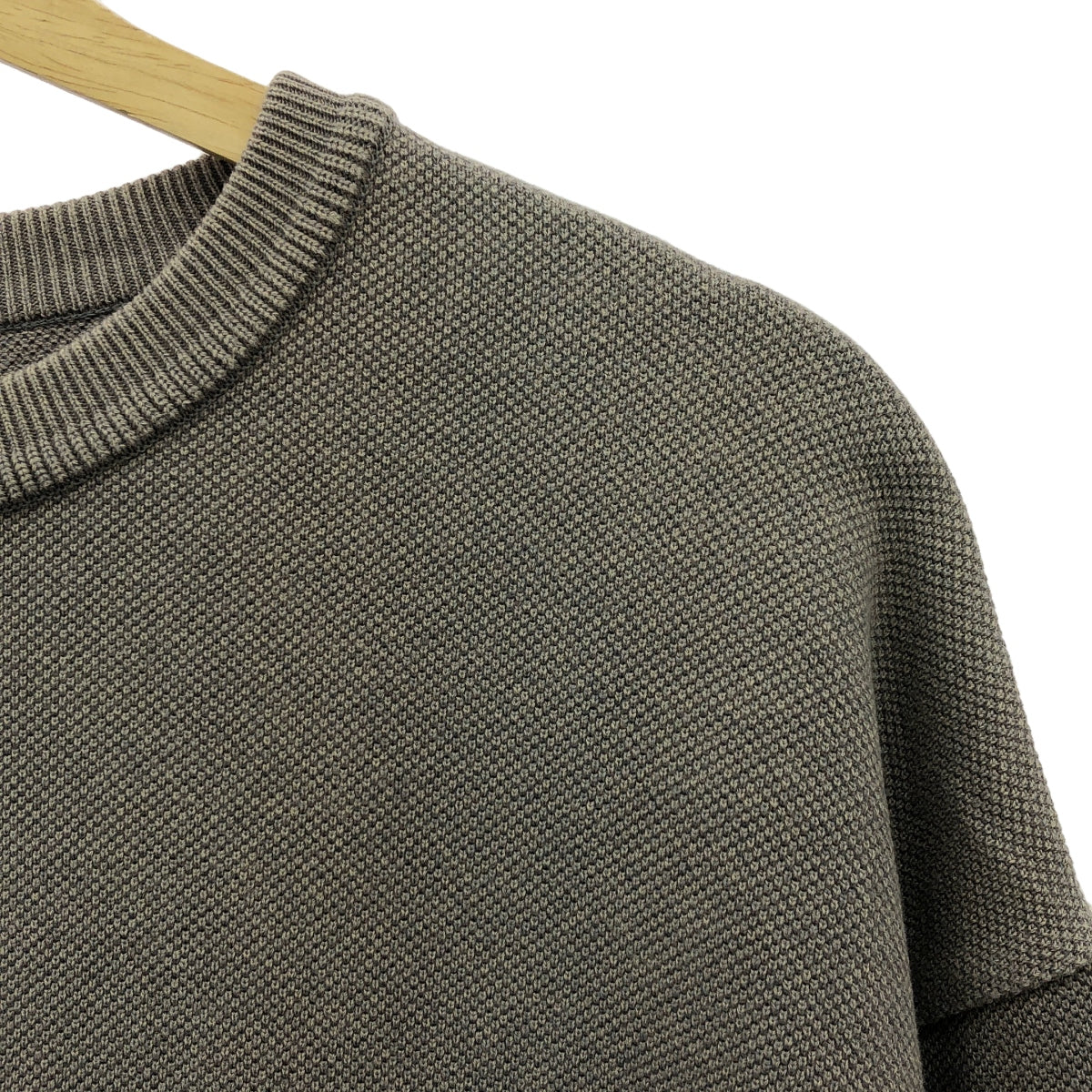 Crepuscule | Light Moss Stitch Cotton Knit | 1 | Grey | Men's