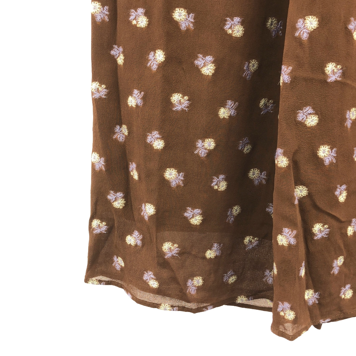 Mame Kurogouchi | Relaxed Pants With Small Flower Embroidery | 1 | Brown/Purple/Beige | Women's