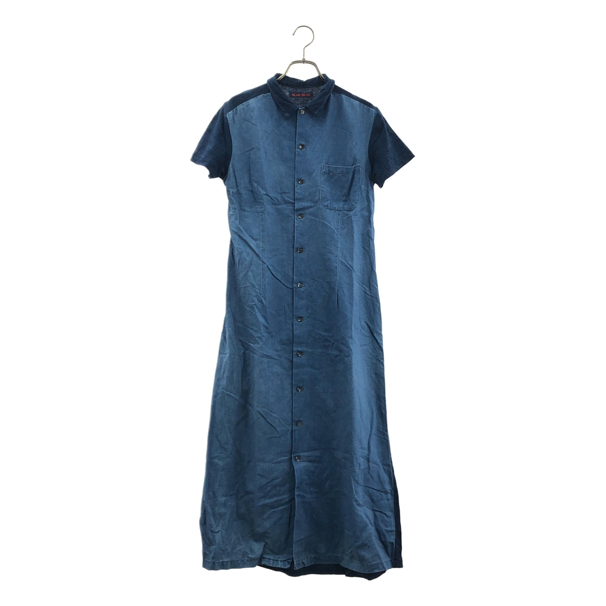 BLUE BLUE / 블루 블루 | 린넨 코튼 바이 컬러 셔츠 원피스 |