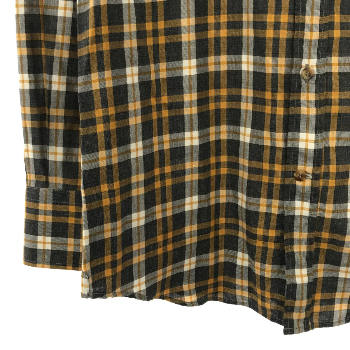 【美品】  BRUNELLO CUCINELLI / ブルネロクチネリ | コットン チェック ワイドカラーシャツ | S | イエロー/グレー | メンズ
