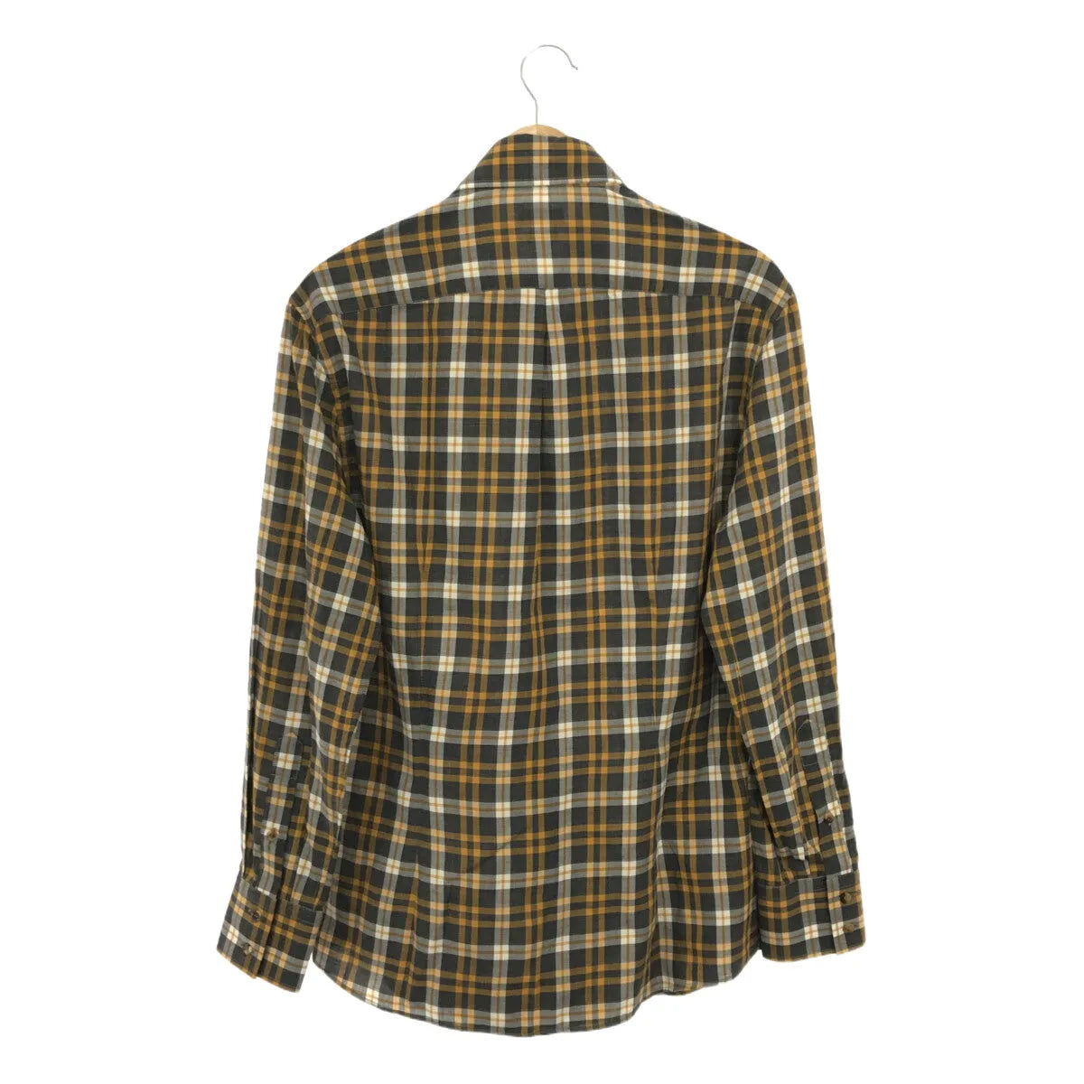 【美品】  BRUNELLO CUCINELLI / ブルネロクチネリ | コットン チェック ワイドカラーシャツ | S | イエロー/グレー | メンズ