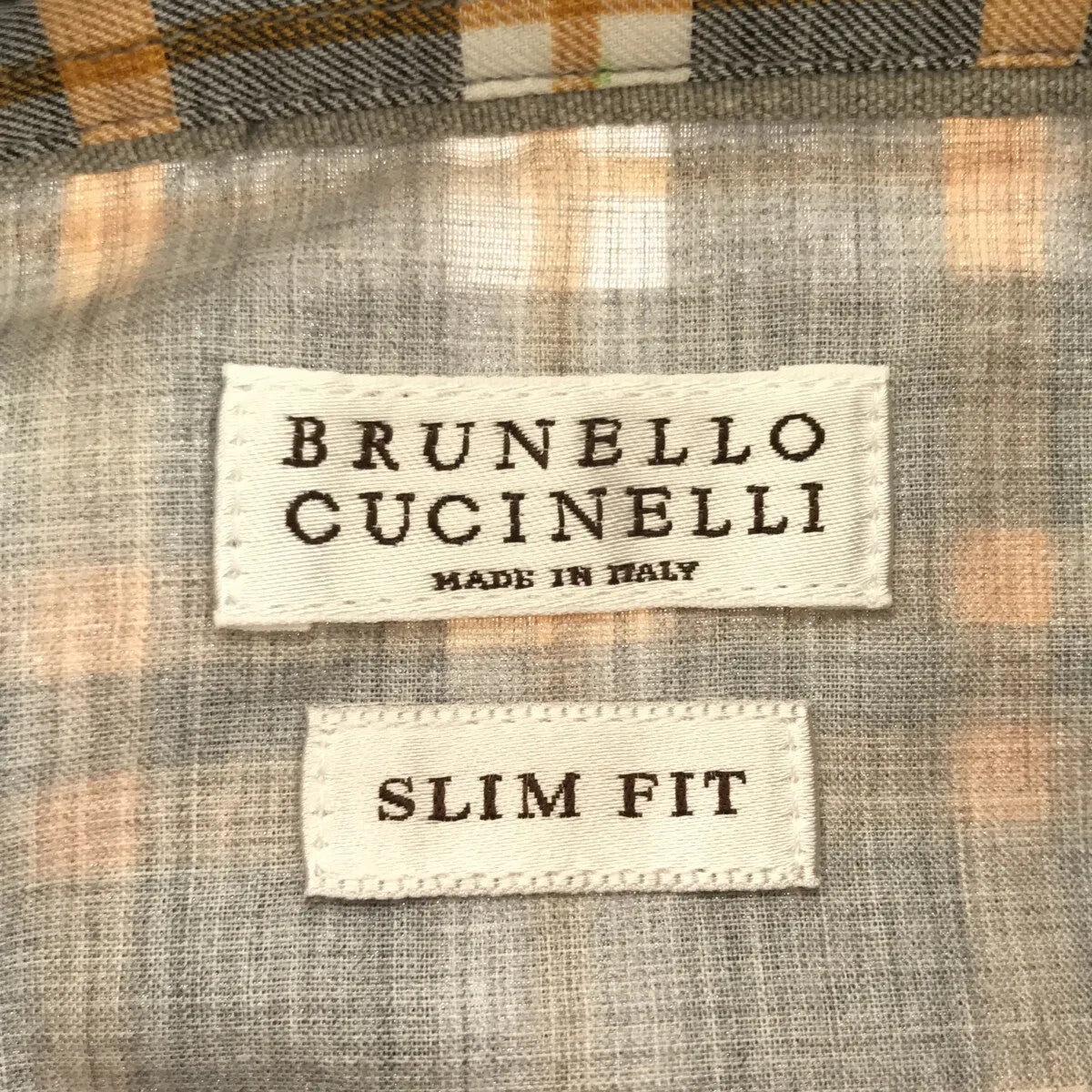 【美品】  BRUNELLO CUCINELLI / ブルネロクチネリ | コットン チェック ワイドカラーシャツ | S | イエロー/グレー | メンズ