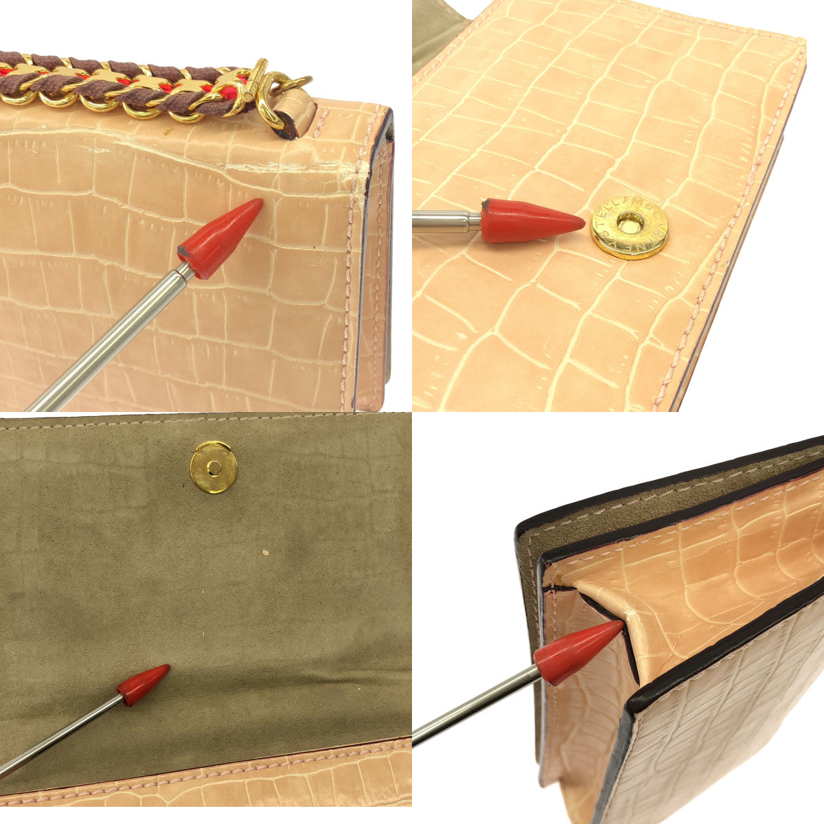 STELLA McCARTNEY / 스텔라 맥카트니 | 악어 푸시 스퀘어 핸드백 | 핑크 베이지 | 여성