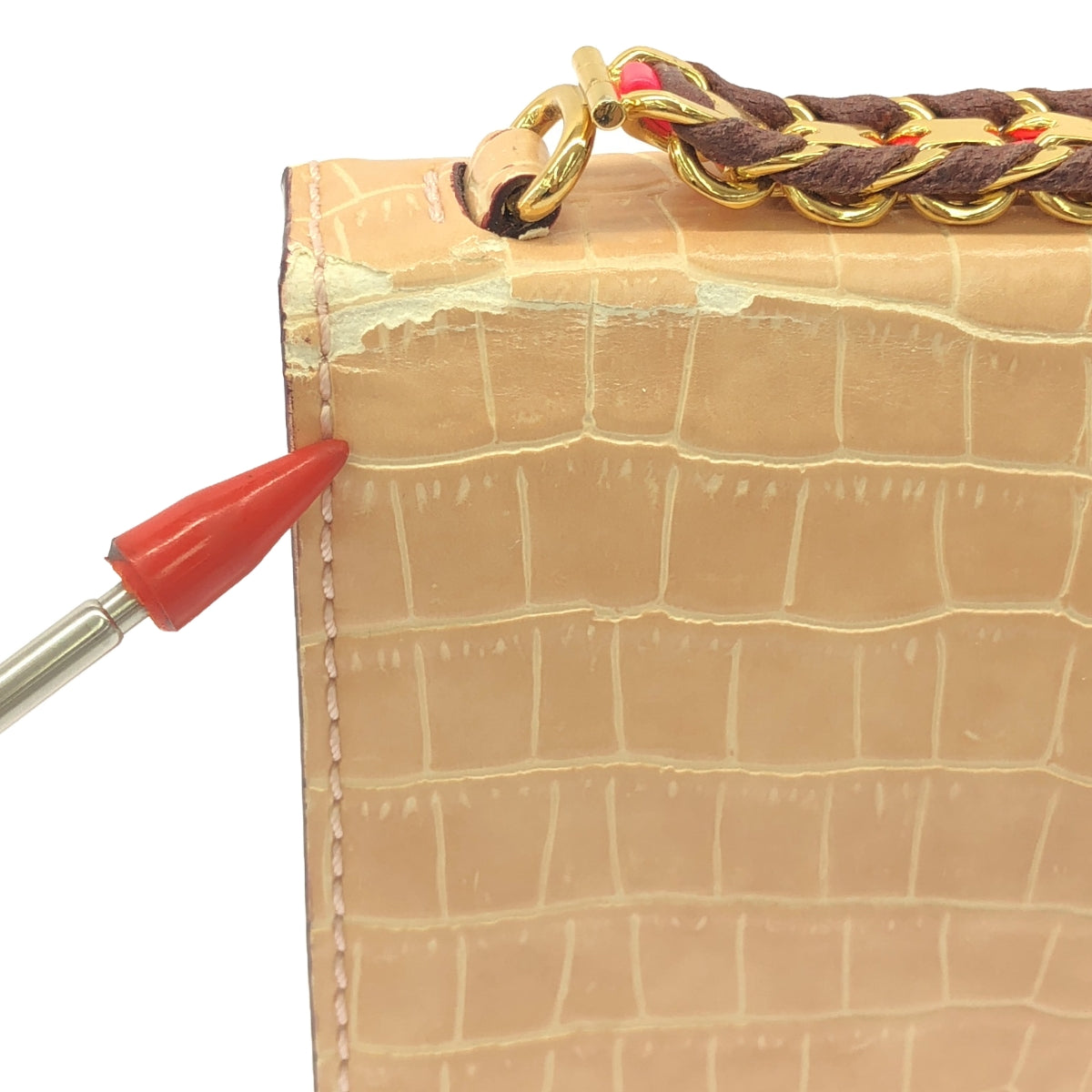 STELLA McCARTNEY / 스텔라 맥카트니 | 악어 푸시 스퀘어 핸드백 | 핑크 베이지 | 여성