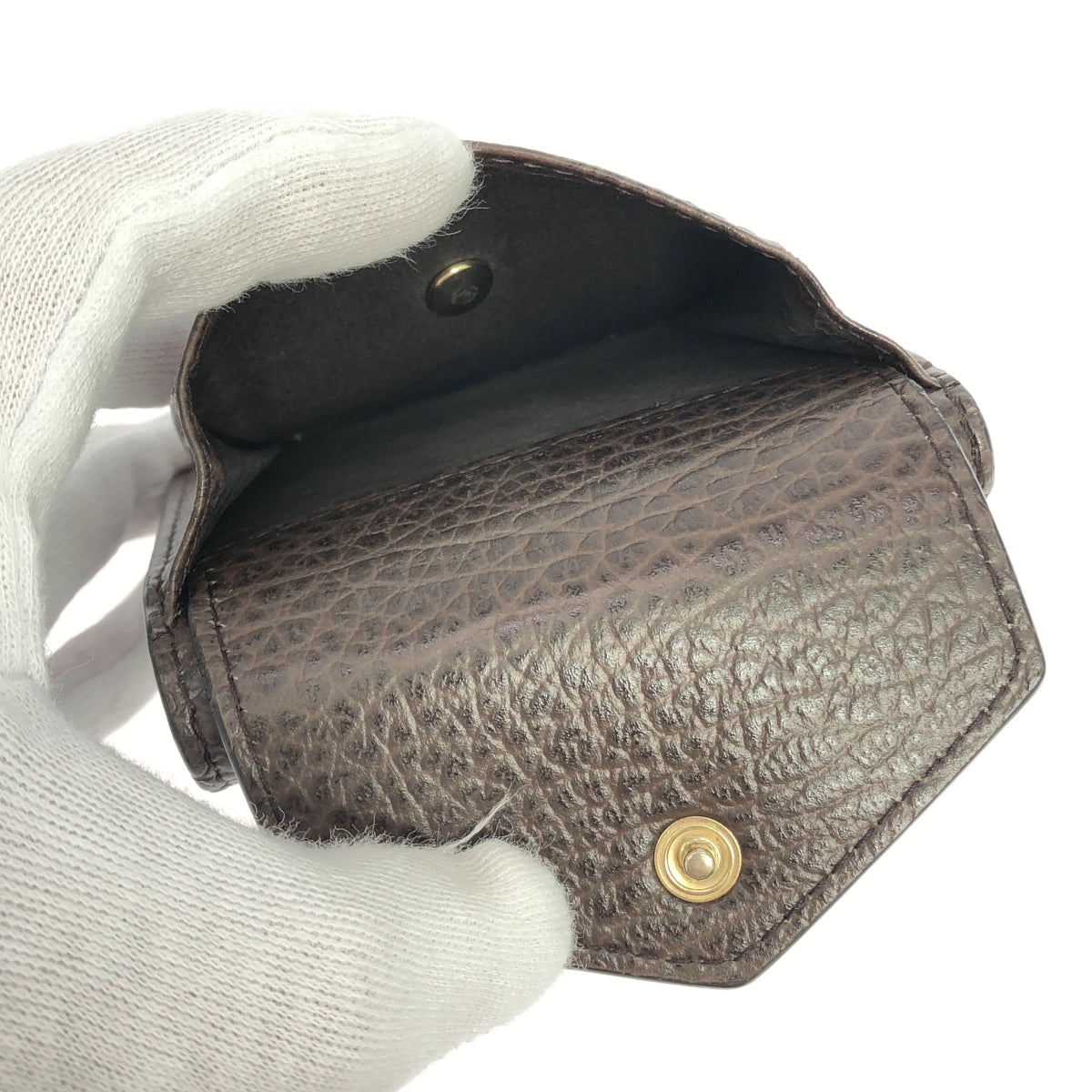 【미품】 Maison Margiela / 메종 마르제라 | 2021AW | SNAP COMPACT WALLET 트라이 배 지갑 가죽 컴팩트 지갑 | 브라운 | 여성