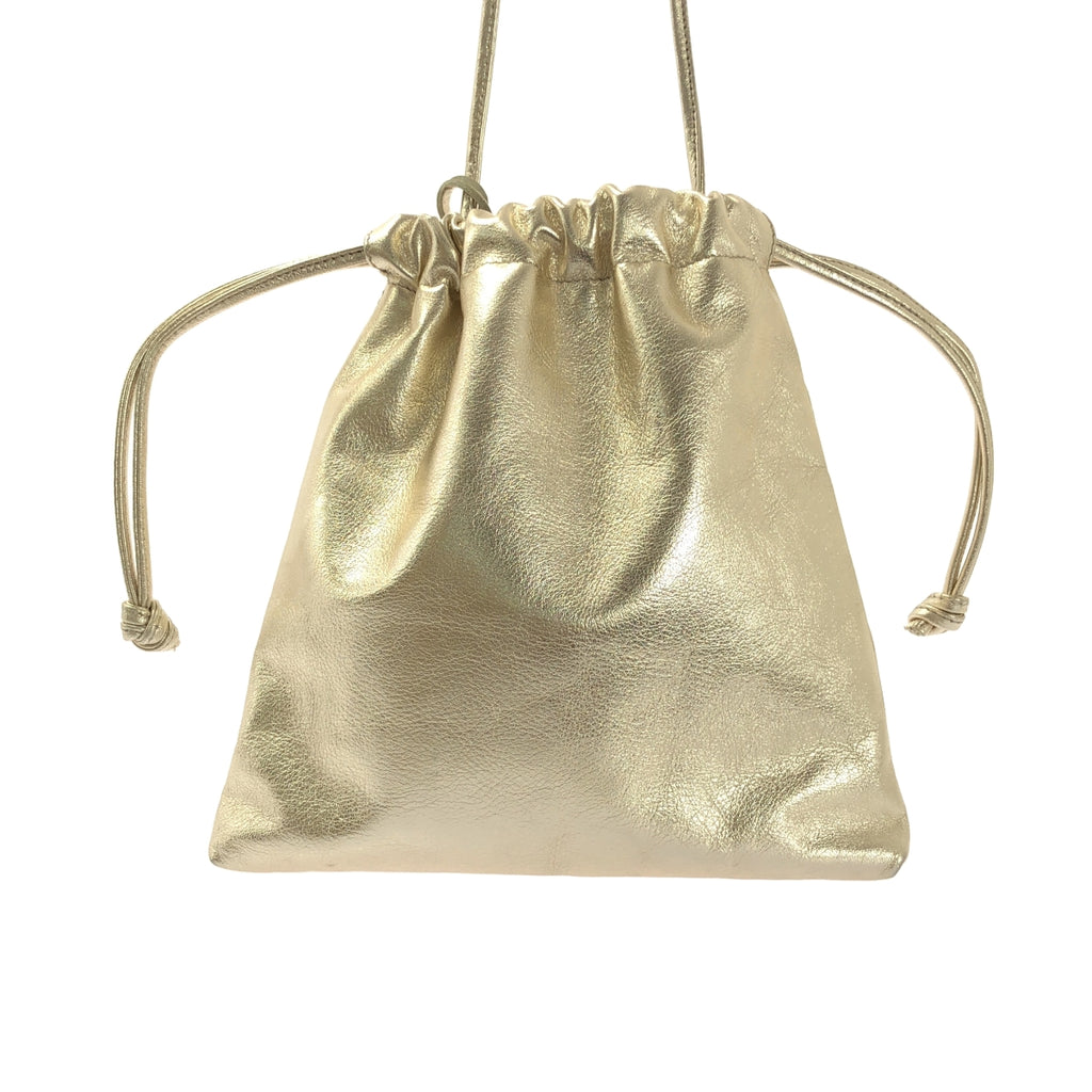 【미품】 MARCO MASI / 마르코 머지 | 가죽 로고 매력 드로 스트링 건착 숄더백 | 실버 계 |