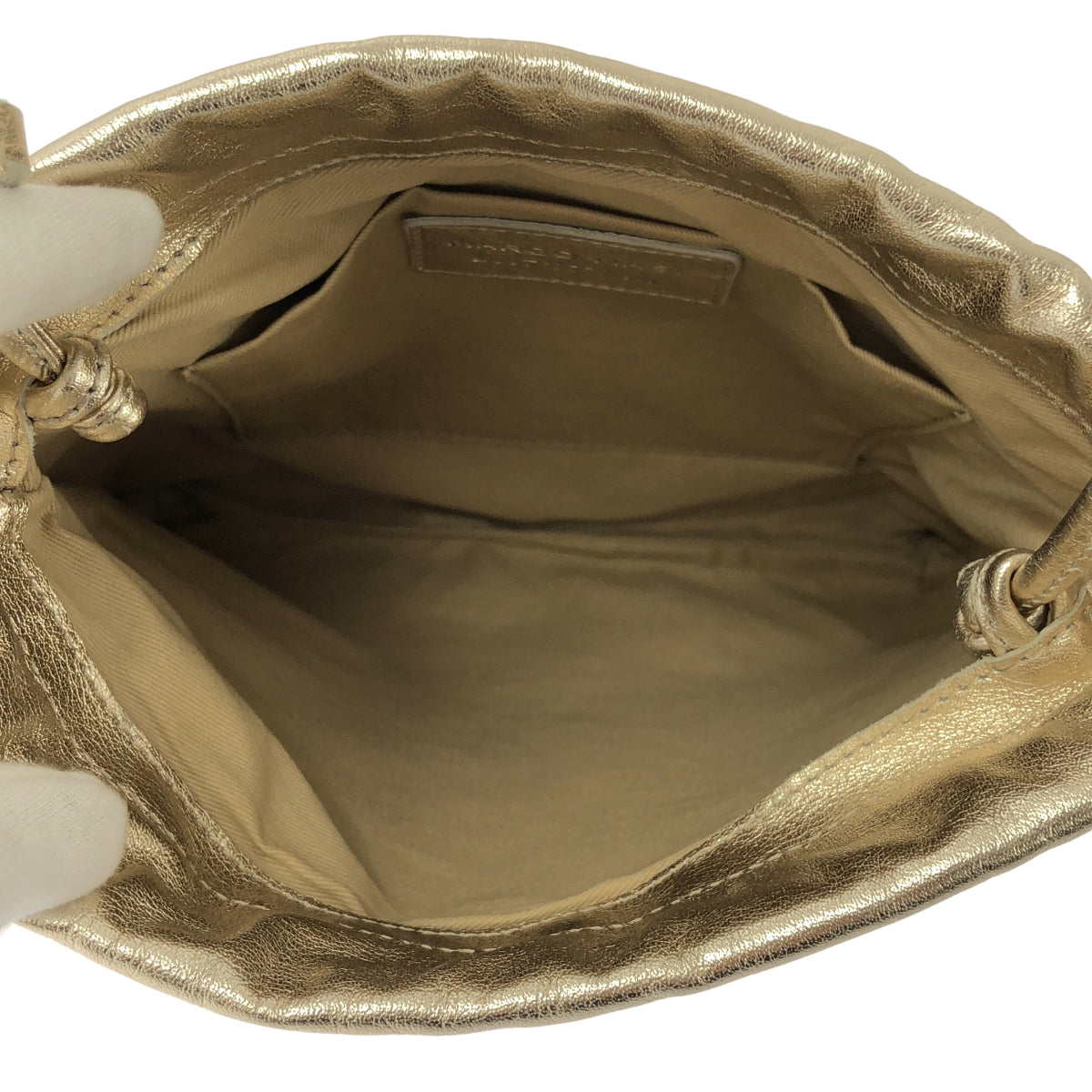 【미품】 MARCO MASI / 마르코 머지 | 가죽 로고 매력 드로 스트링 건착 숄더백 | 실버 계 |