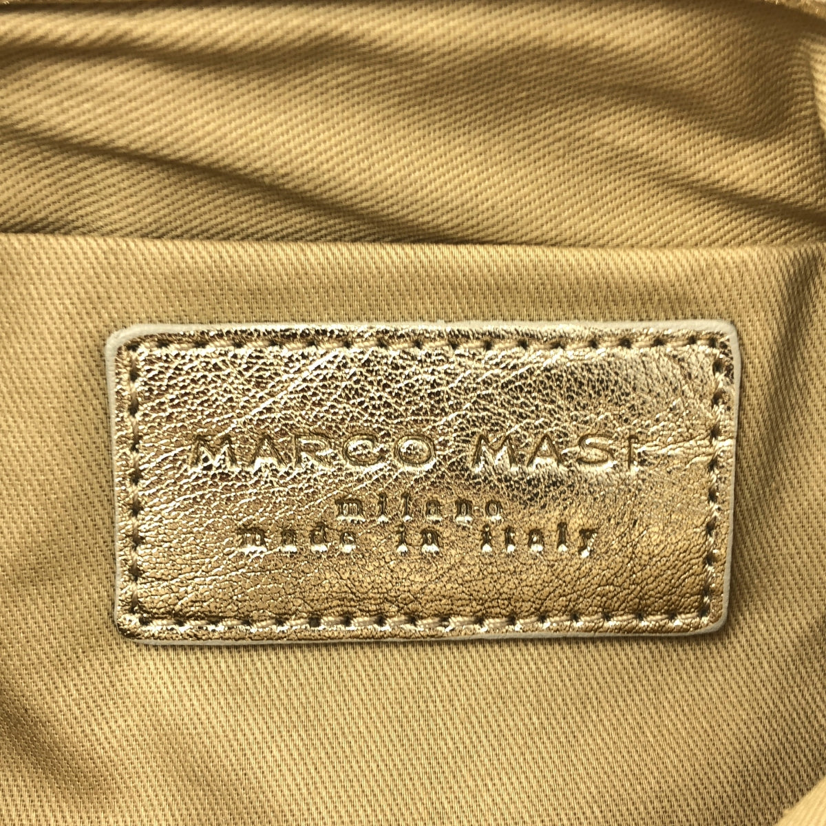 【미품】 MARCO MASI / 마르코 머지 | 가죽 로고 매력 드로 스트링 건착 숄더백 | 실버 계 |