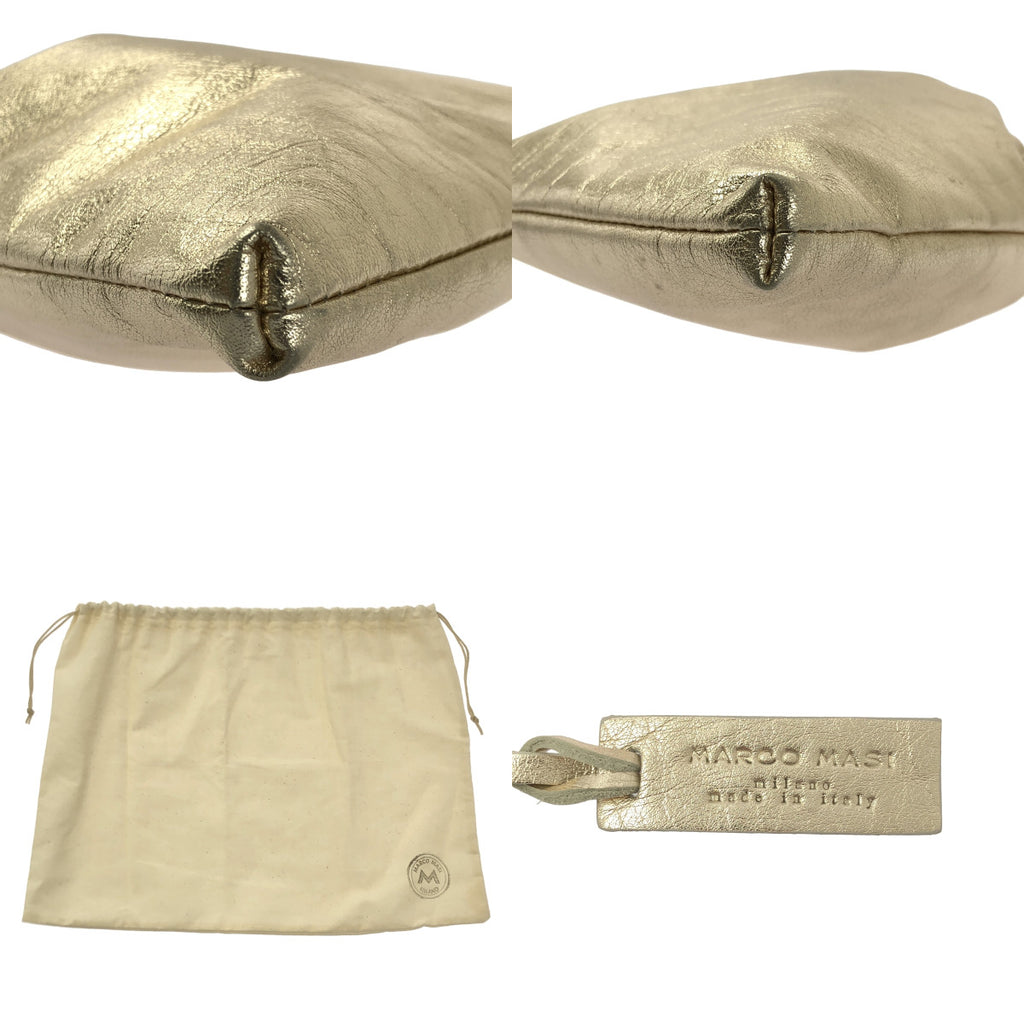 【미품】 MARCO MASI / 마르코 머지 | 가죽 로고 매력 드로 스트링 건착 숄더백 | 실버 계 |